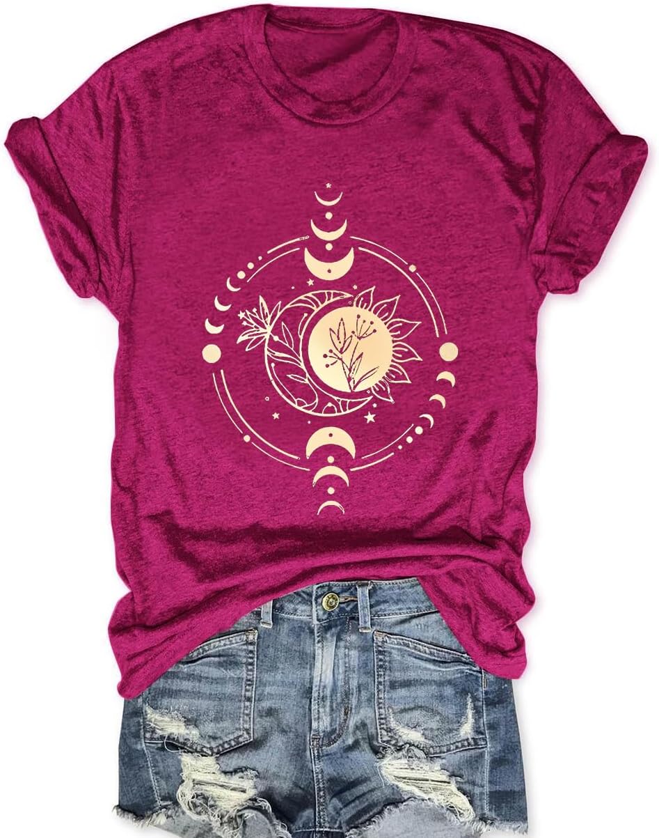Women Mystical Moon and Sun Shirt Vintage Celestial Moon Top