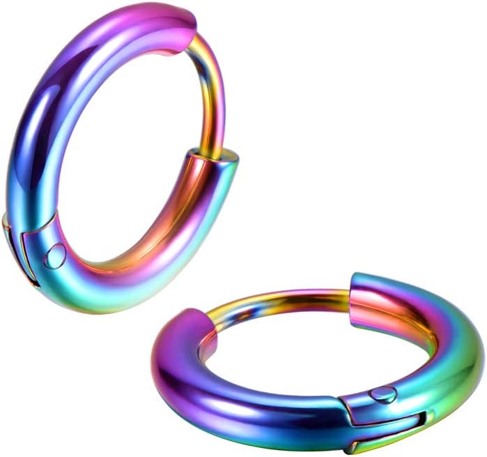316L Surgical Stainless Steel Huggie Hoop Earrings 6mm 8mm 10mm 11mm 12mm 14mm Hypoallergenic Earrings Hoop Cartilage Helix Lobes Hinged Sleeper