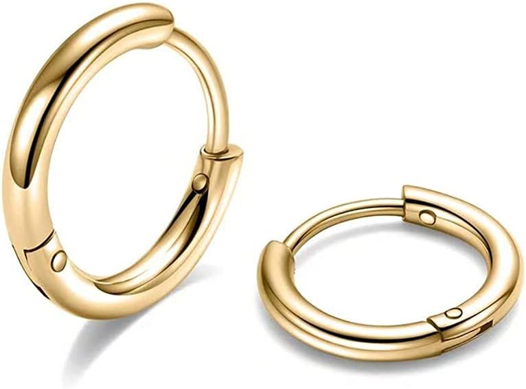 316L Surgical Stainless Steel Huggie Hoop Earrings 6mm 8mm 10mm 11mm 12mm 14mm Hypoallergenic Earrings Hoop Cartilage Helix Lobes Hinged Sleeper