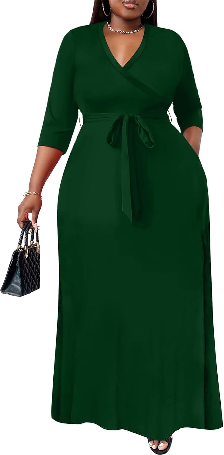 Nmoder Plus Size Maxi Dresses for Curvy Women -Summer Casual Long Fit Dress