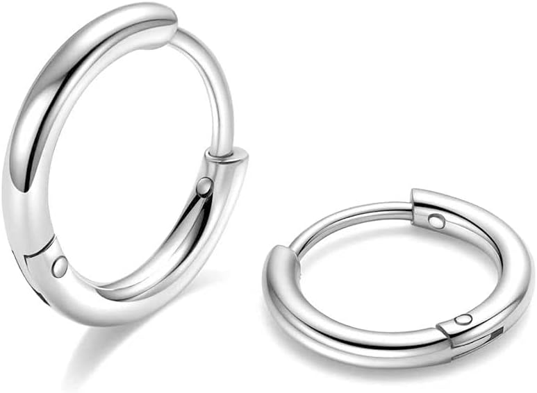 316L Surgical Stainless Steel Huggie Hoop Earrings 6mm 8mm 10mm 11mm 12mm 14mm Hypoallergenic Earrings Hoop Cartilage Helix Lobes Hinged Sleeper
