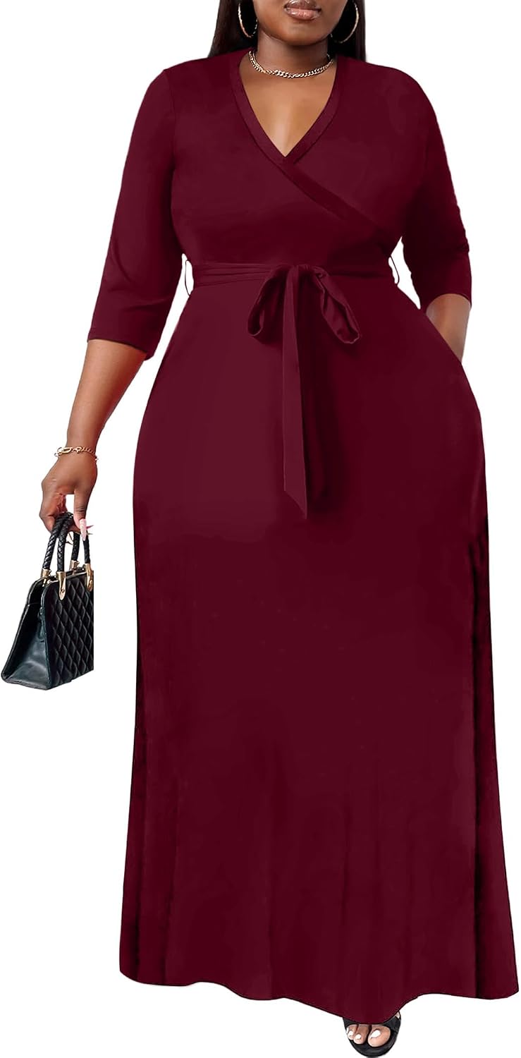 Nmoder Plus Size Maxi Dresses for Curvy Women -Summer Casual Long Fit Dress