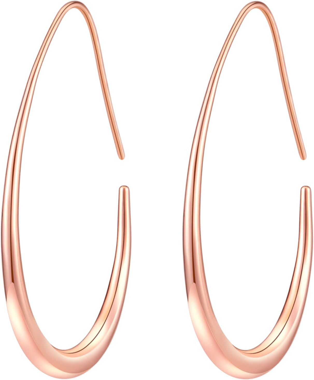 14k Plated Large Oval Pull-Through Hoop Earrings