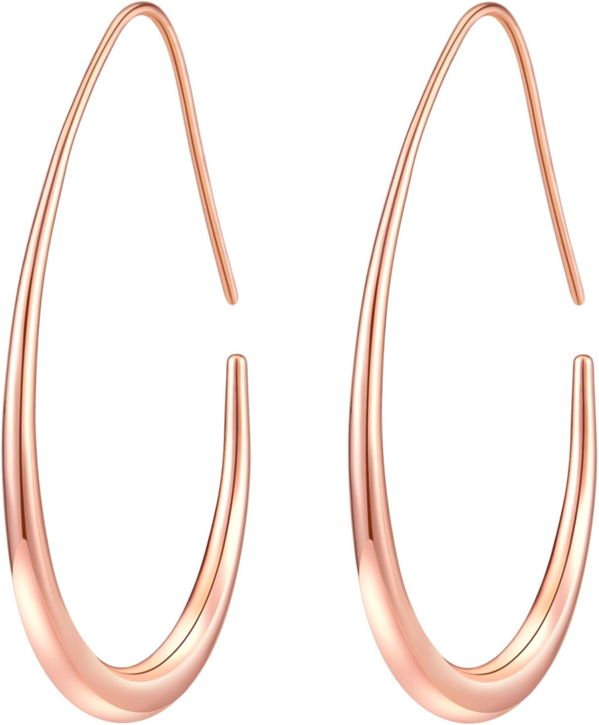 14k Plated Large Oval Pull-Through Hoop Earrings