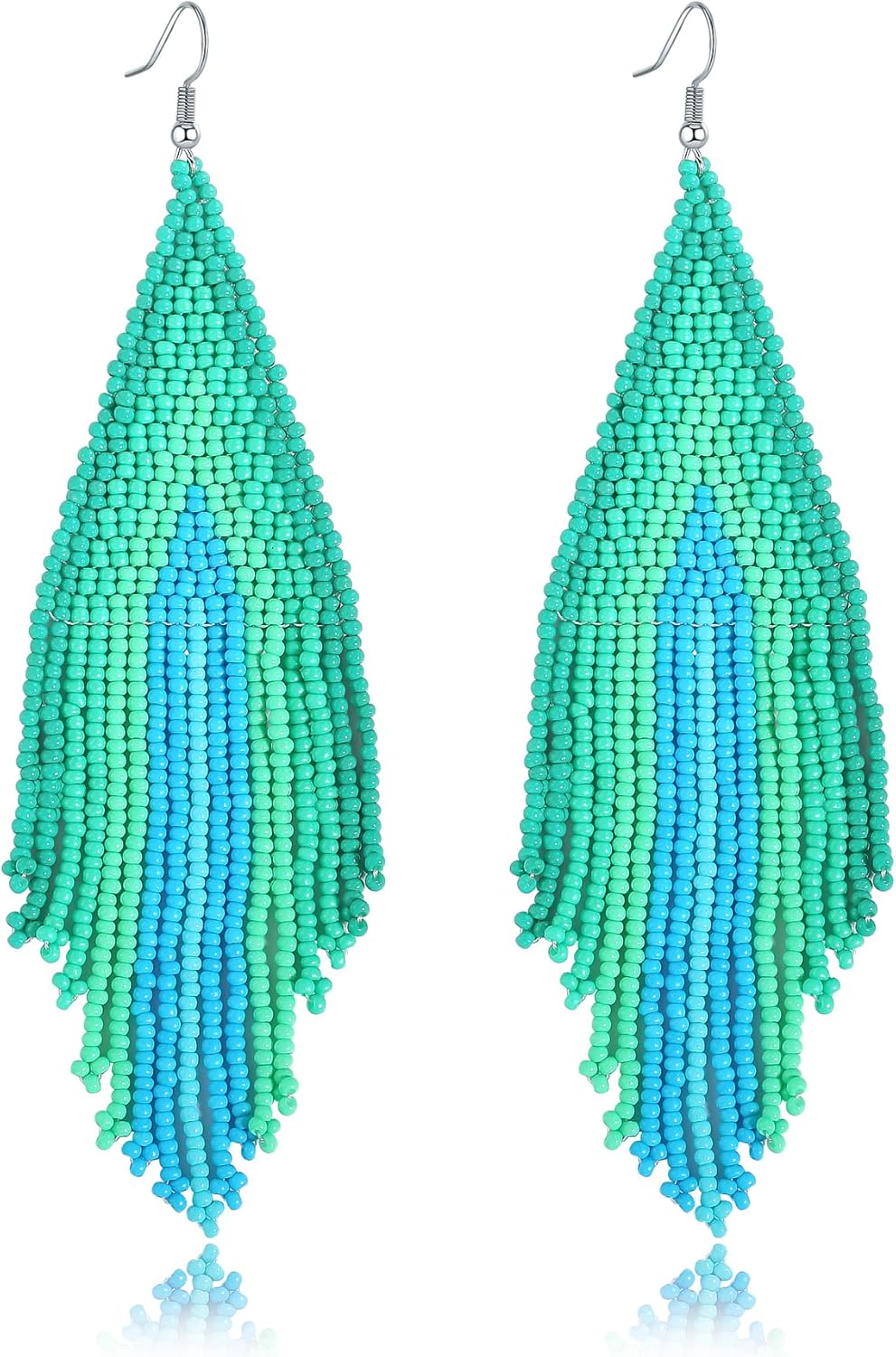 Long Beaded Tassel Boho Statement Earrings