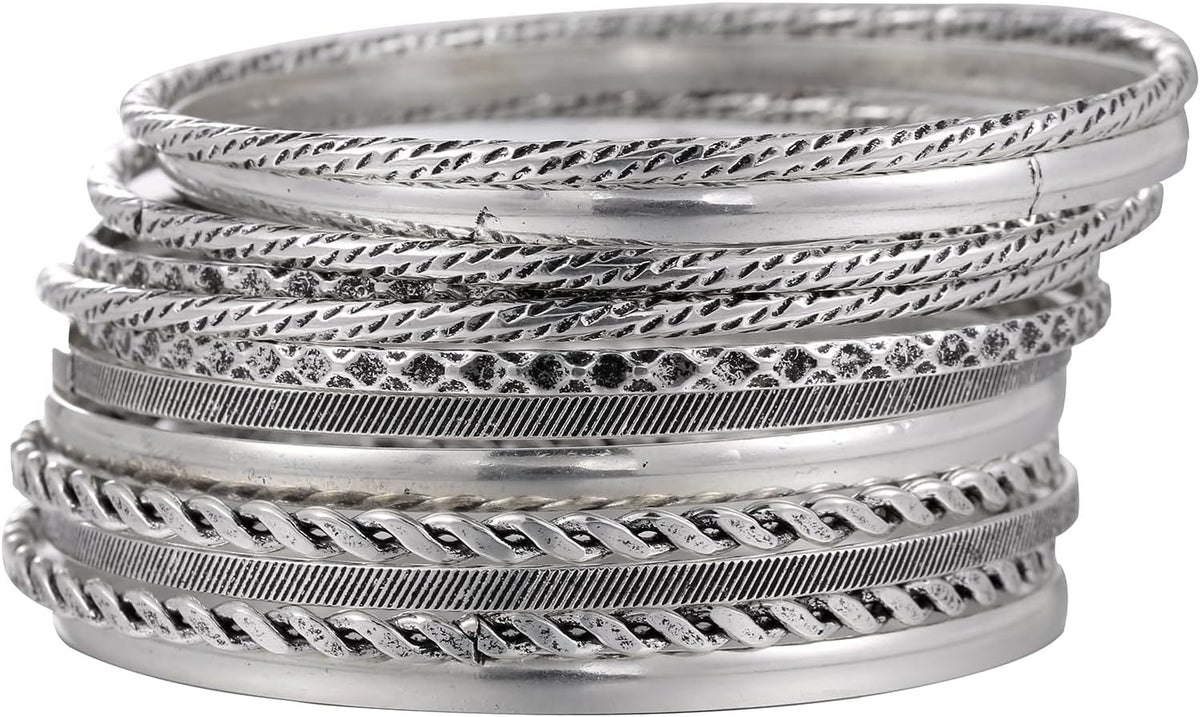 16Pcs Gold Bangle Bracelets for Women - Multi Layer Stackable Textured Bracelets Boho Jewelrys Set.
