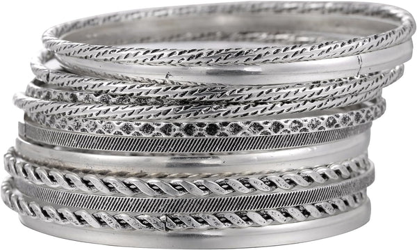 16Pcs Gold Bangle Bracelets for Women - Multi Layer Stackable Textured Bracelets Boho Jewelrys Set.