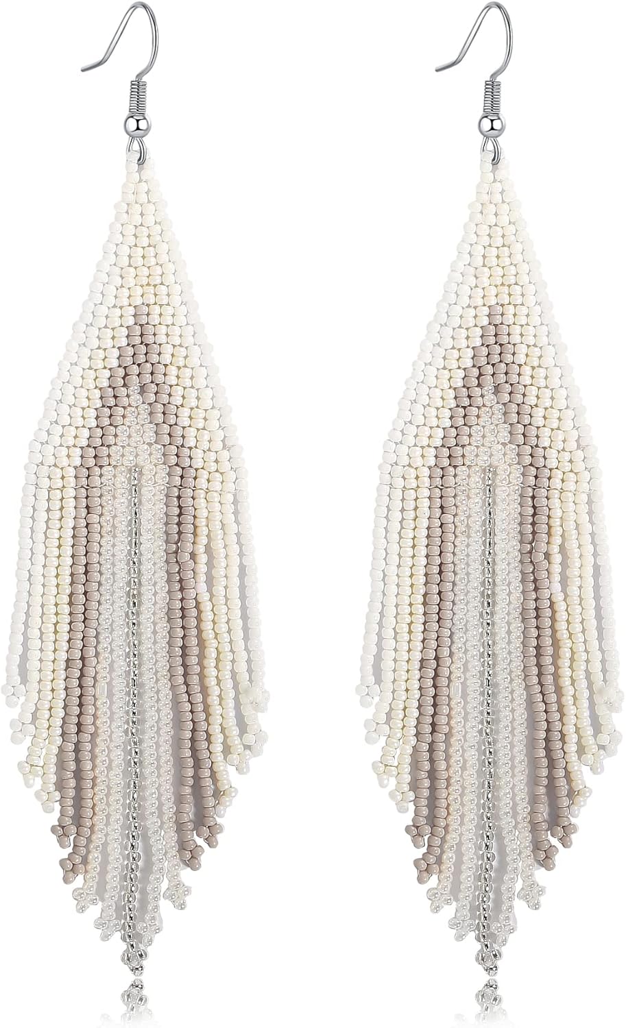 Long Beaded Tassel Boho Statement Earrings