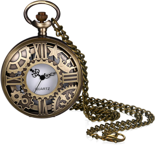 Women's Quartz Pocket Watches: Half Hunter Bronze Arabic Numeral Pocke