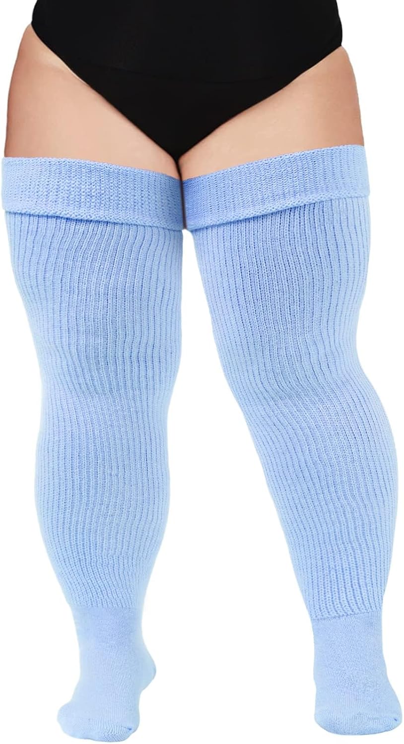 Moon Wood Plus Size Thigh High Socks for Thick Thighs- Women Extra Long Over the Knee Stockings- Halloween Socks Leg Warmers