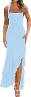BORIFLORS Women's Elegant Bodycon Ruched Maxi Cocktail Dress