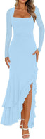 BORIFLORS Women's Bodycon Fall Wedding Guest Long Sleeve Maxi Dress
