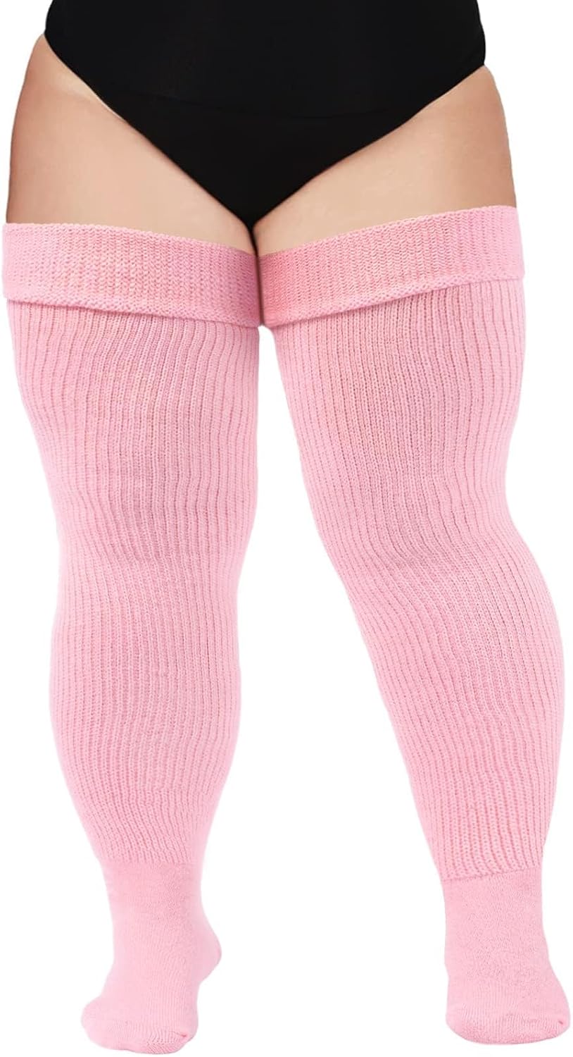 Moon Wood Plus Size Thigh High Socks for Thick Thighs- Women Extra Long Over the Knee Stockings- Halloween Socks Leg Warmers