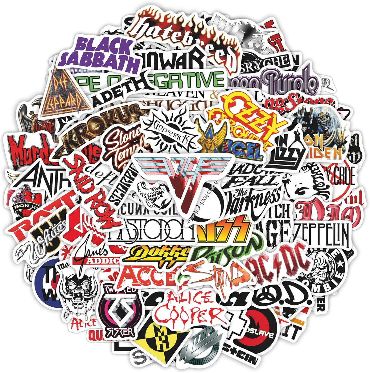100Pcs Classic Rock Stickers — Rockabilly Guitar & Music Emblems