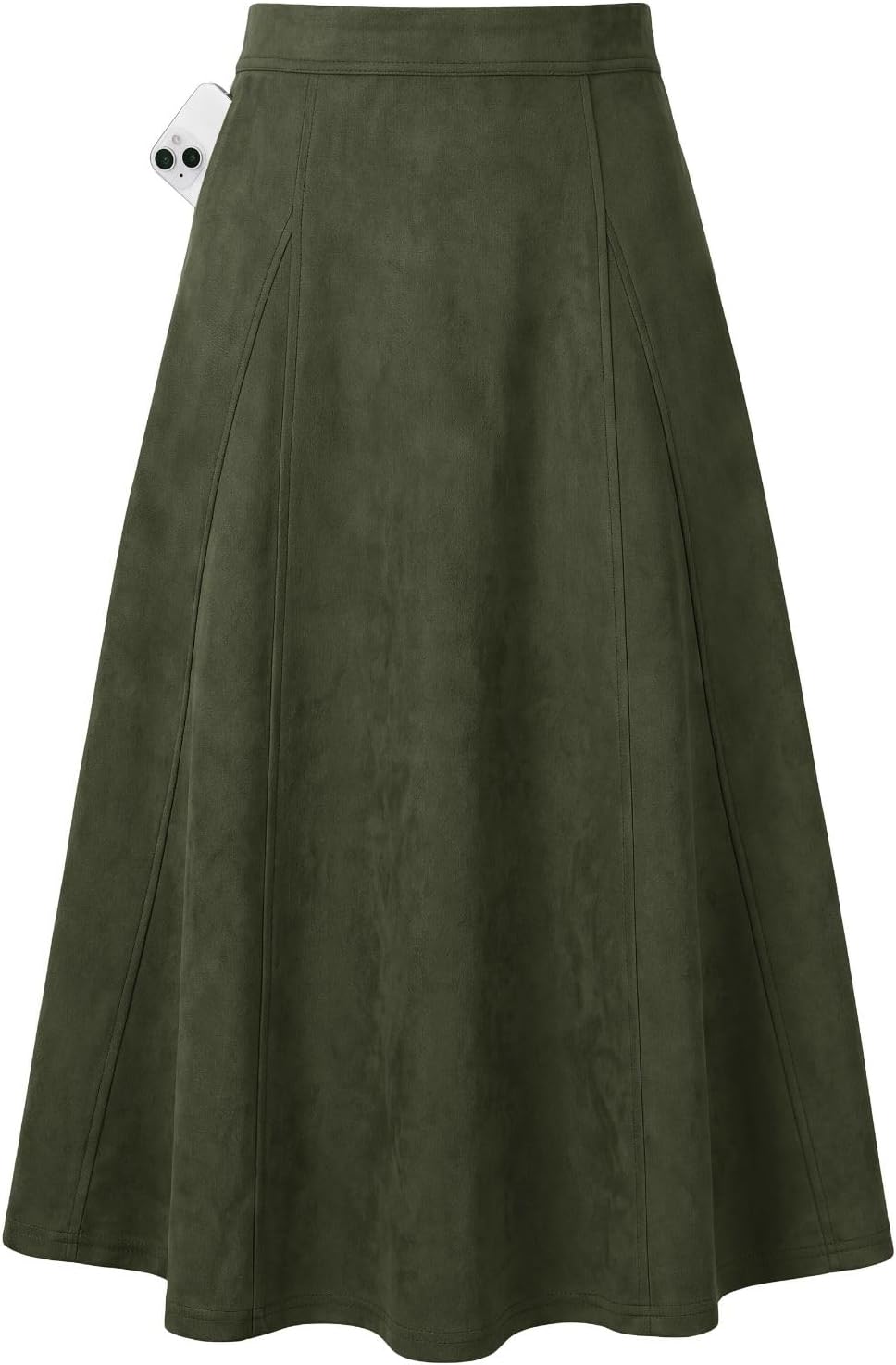 2026 Women's Suede Skirts, High Waist A-Line Skirt, Fall Winter Midi Skirt