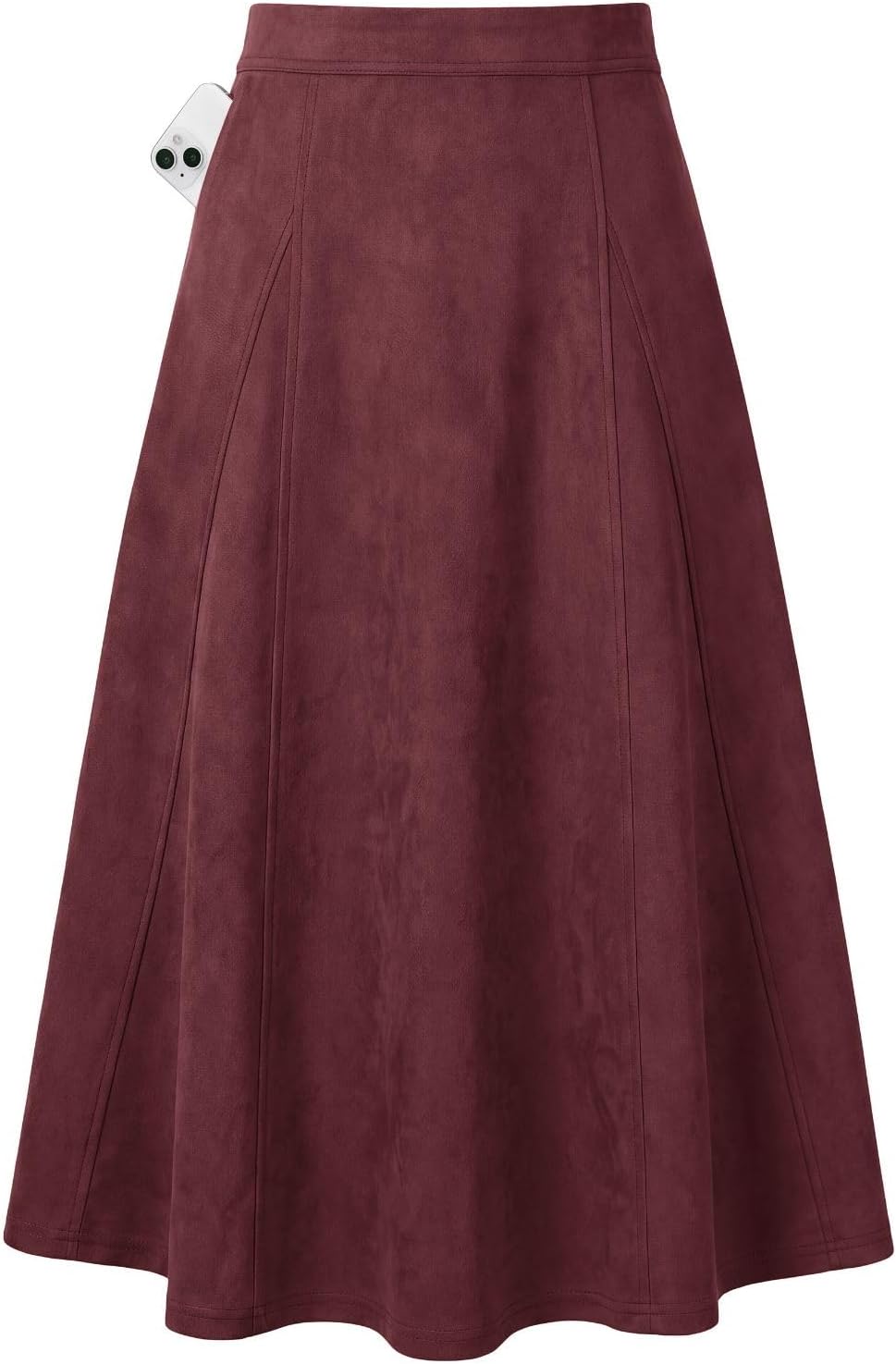 2026 Women's Suede Skirts, High Waist A-Line Skirt, Fall Winter Midi Skirt
