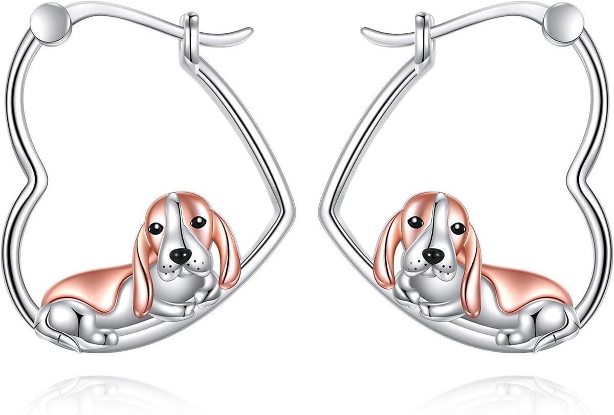 YFN Animal Earrings Sterling Silver Animal Heart Hoop Dangle Earrings Cute Jewelry Gifts for Women