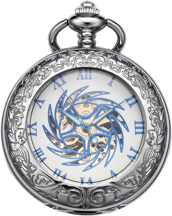 Mechanical Pocket Watch, for Men Women Special Magnifier Half Hunter E