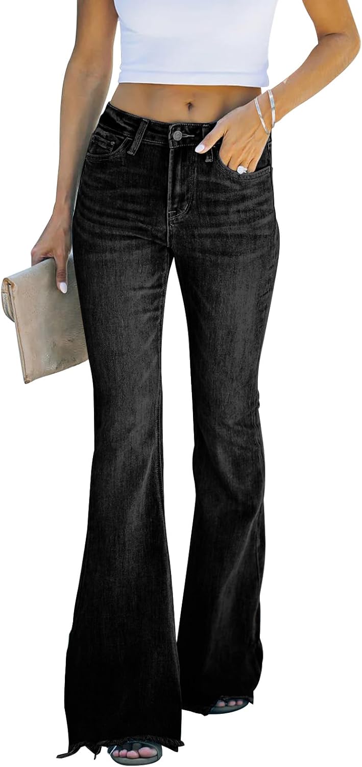 Women's Flare Bell Bottom Jeans High Waisted Wide Leg Bootcut
