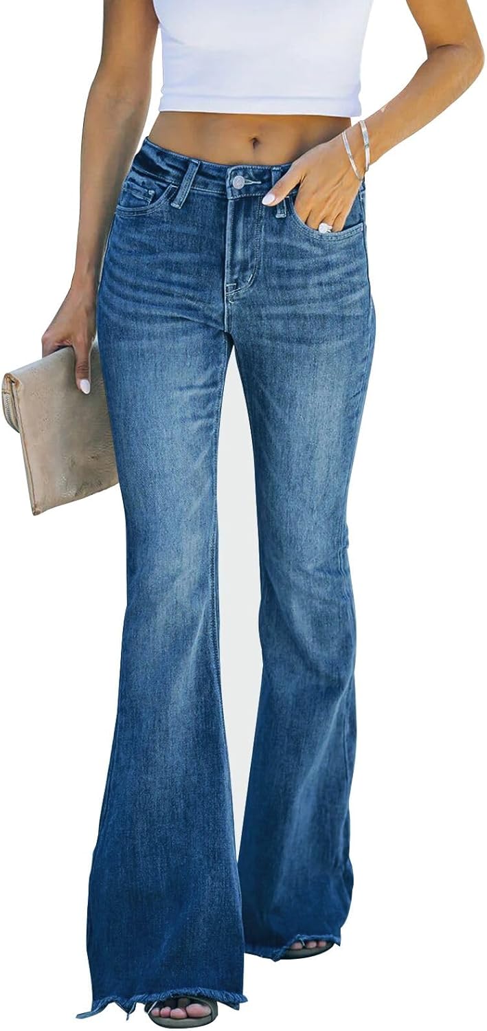 Women's Flare Bell Bottom Jeans High Waisted Wide Leg Bootcut