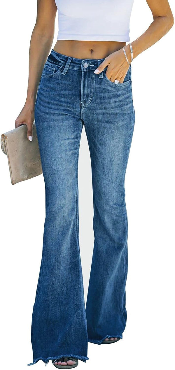 Women's Flare Bell Bottom Jeans High Waisted Wide Leg Bootcut