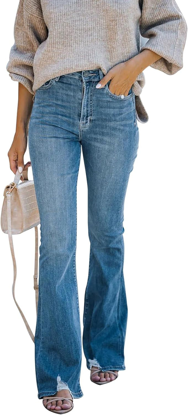 Women's Flare Bell Bottom Jeans High Waisted Wide Leg Bootcut