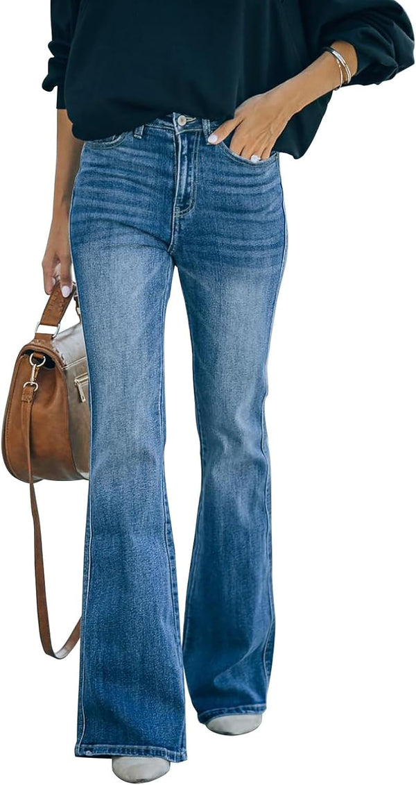 Women's Flare Bell Bottom Jeans High Waisted Wide Leg Bootcut