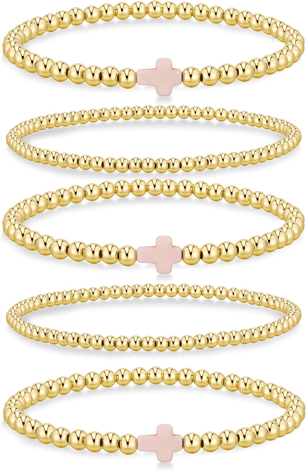 Yoosteel Gold Beaded Bracelets for Women Teen Girls, Gold Plated Jewelry