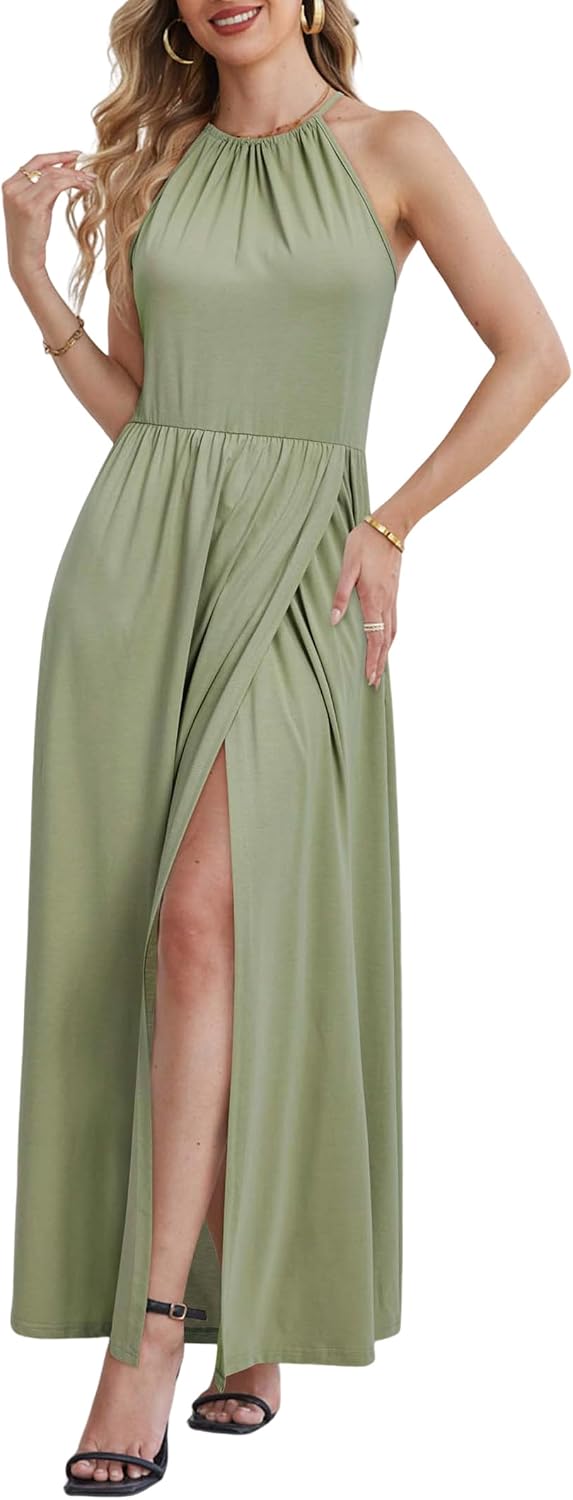 KILIG Women's Summer Floral Beach Flowy Split Maxi Long Dresses