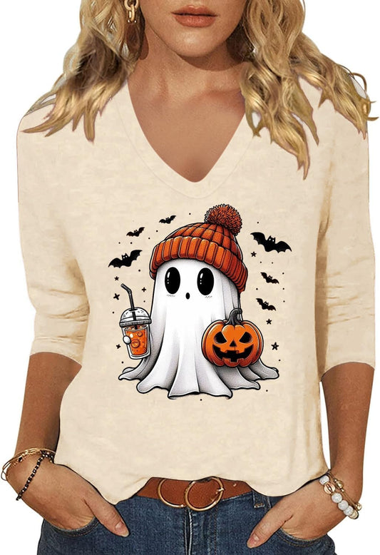 Women's Fall Halloween V Neck Shirt, Hocus Focus Graphic Tee