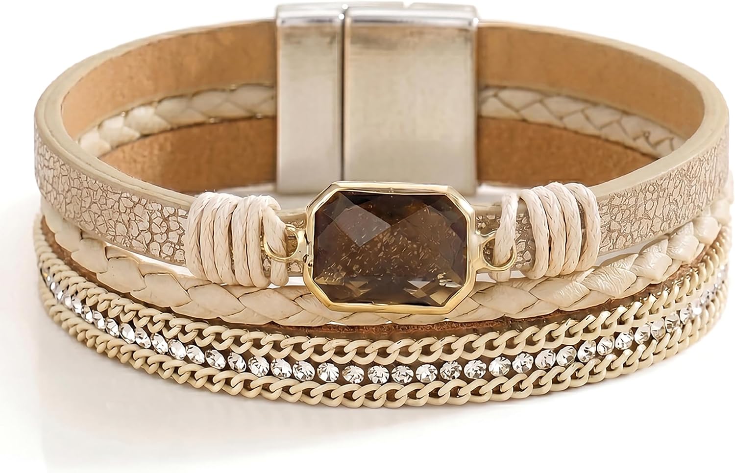 Fesciory Leather Wrap Bracelet for Women, Boho Western Layered Cuff Jewelry Secondary image