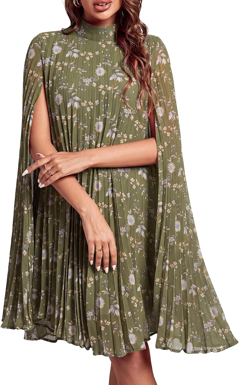 Women's Cloak Sleeve Party Midi Dress