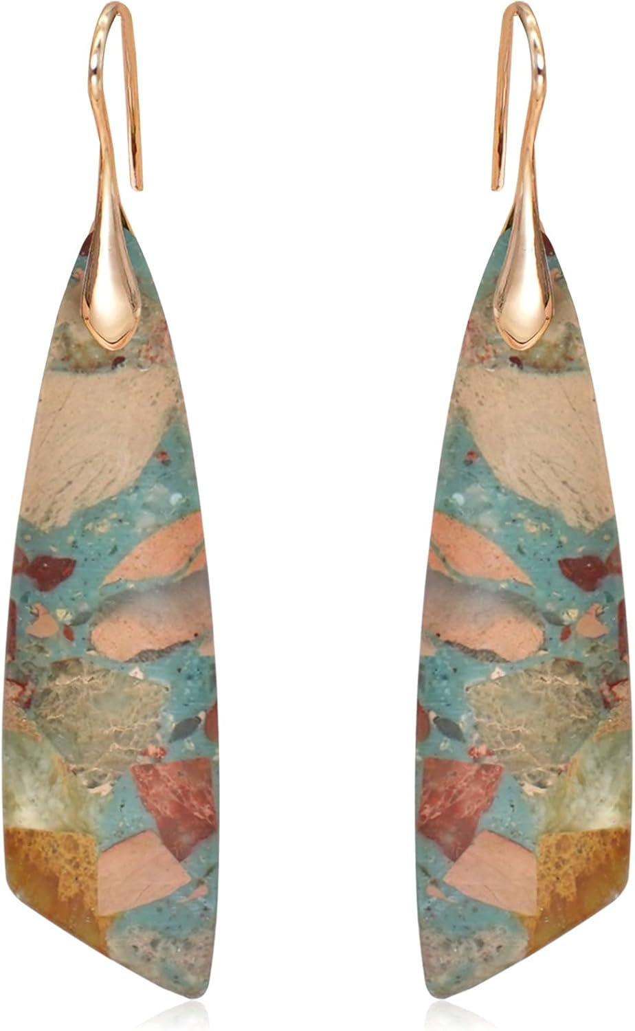 Natural Stone Triangle Boho Dangle Earrings