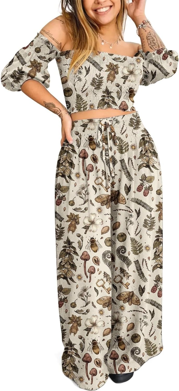 Womens Celestial Clothing Witchy Whimsigoth Outfits Cotton Co-ord Lounge Set Summer Vacation Travel Clothes Main image