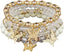 4 Pcs Cute Butterfly Charm Bracelets Set Gold Beaded Stackable Stretch Bracelets Bohemian Summer Jewelry Gifts for Women