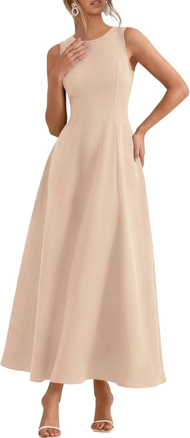 PRETTYGARDEN Women's Sleeveless Summer Elegant Maxi Dresses