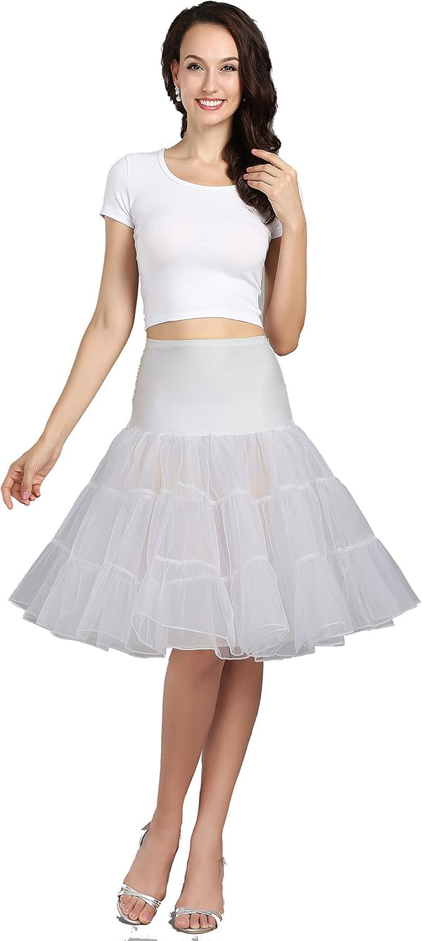 WOWBRIDAL Women's Vintage 50s Rockabilly Petticoat 25.59" Length Tutu Underskirt