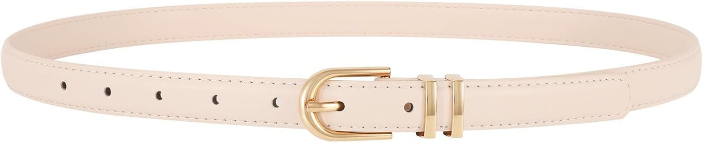 Jasgood Womens Skinny Leather Belt Ladies Thin Faux Leather Belt With