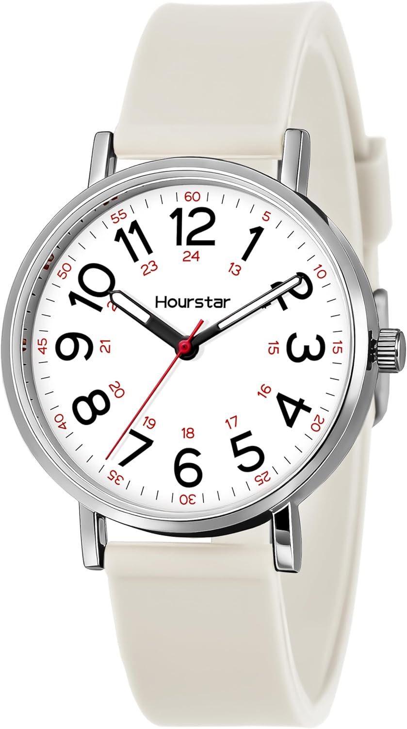 Women's Analog Nurse Watch with Second Hand for Nursing, 12/24 Time, S
