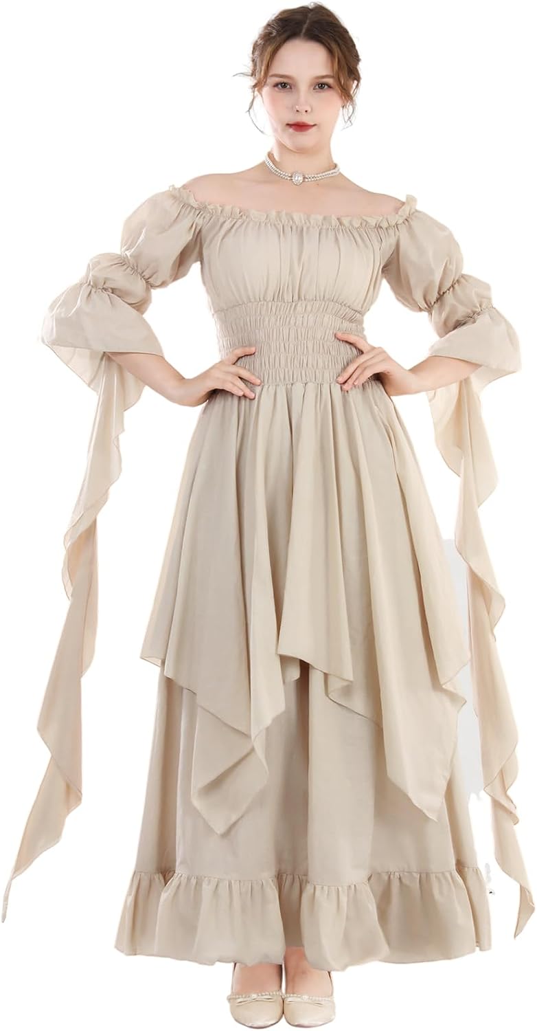 Renaissance Dress Women Victorian Dresses White Fairy Witch Wedding Dress