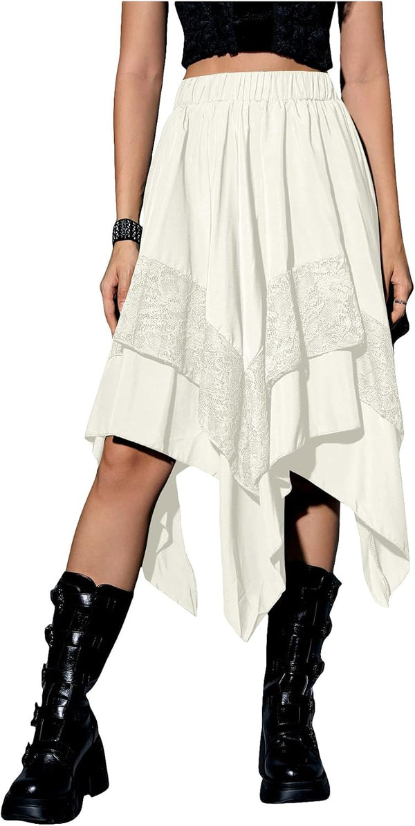 Verdusa Women's Renaissance Flowy Lace Asymmetrical Skirt Whimsical Clothes