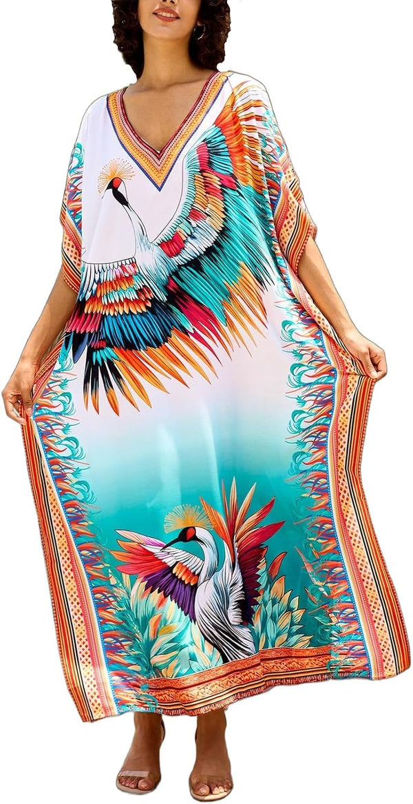 Women's Plus Size Beach Lounge Kaftan Maxi Dress swimsuit coverup for women