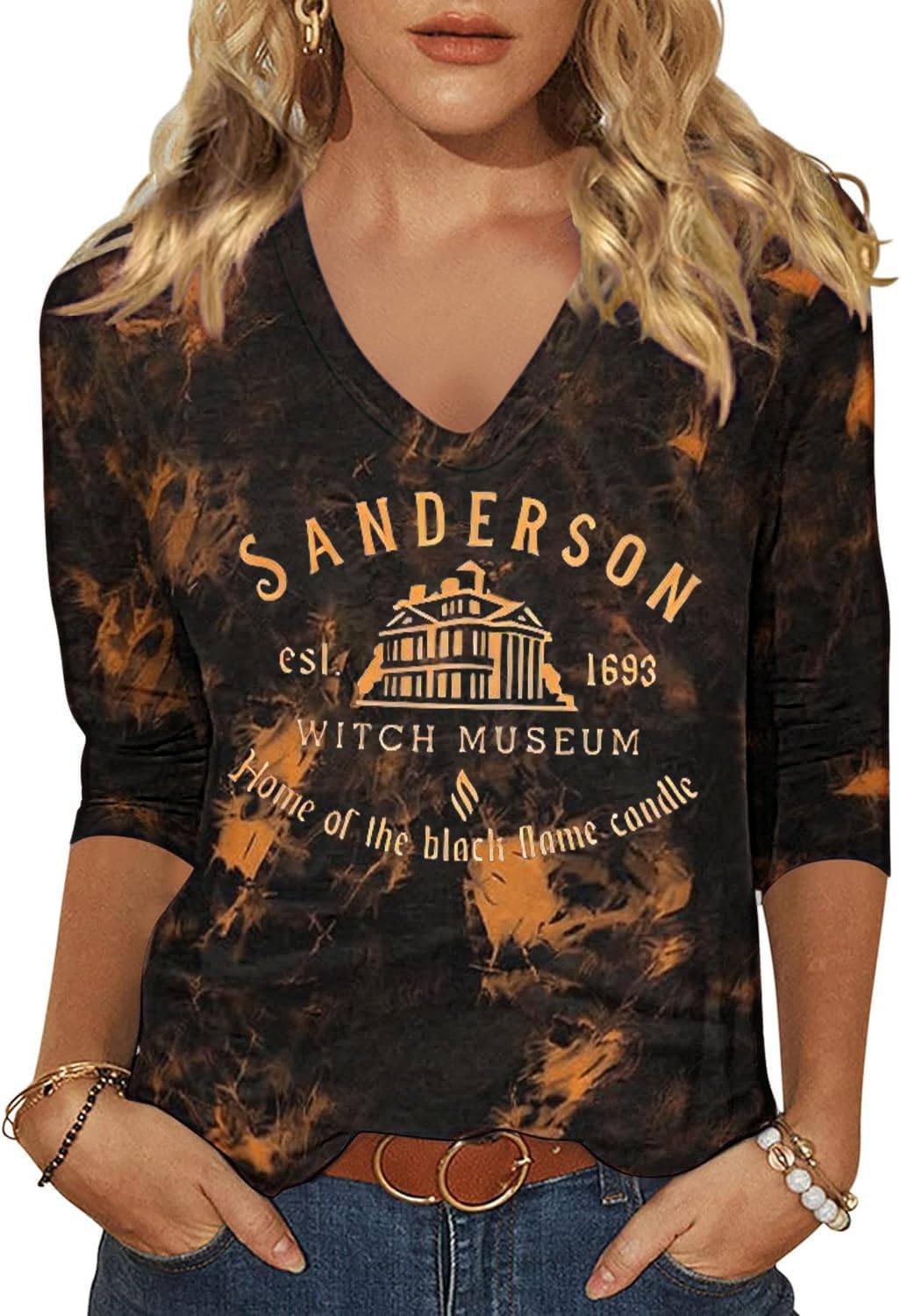 Women's Fall Halloween V Neck Shirt, Hocus Focus Graphic Tee