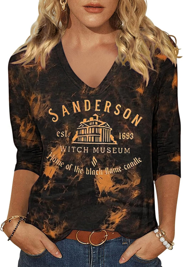 Women's Fall Halloween V Neck Shirt, Hocus Focus Graphic Tee