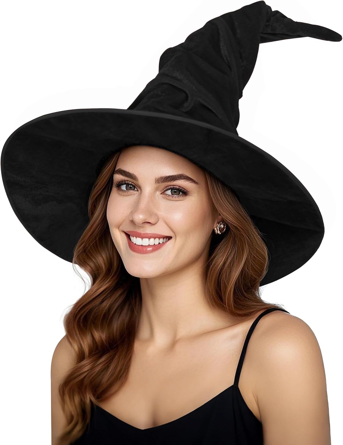 Women's Witch Hat with Shapeable Wide Brim and Adjustable Drawstring