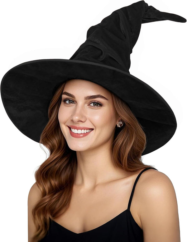 Women's Witch Hat with Shapeable Wide Brim and Adjustable Drawstring