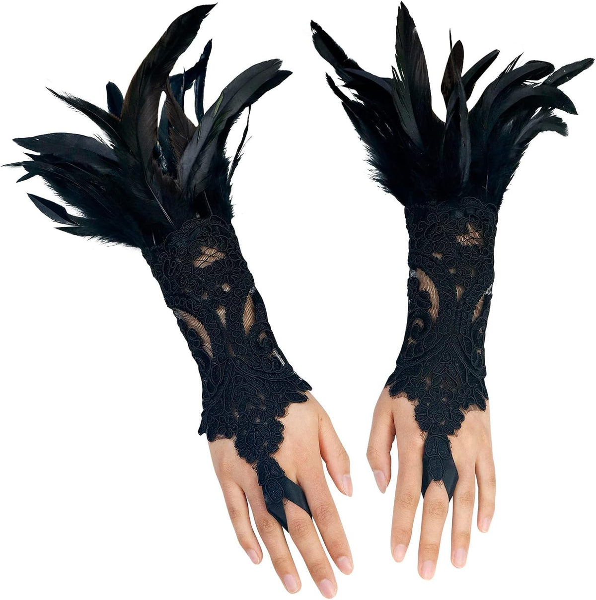 Feather Gloves Women Costume Wrist Cuffs