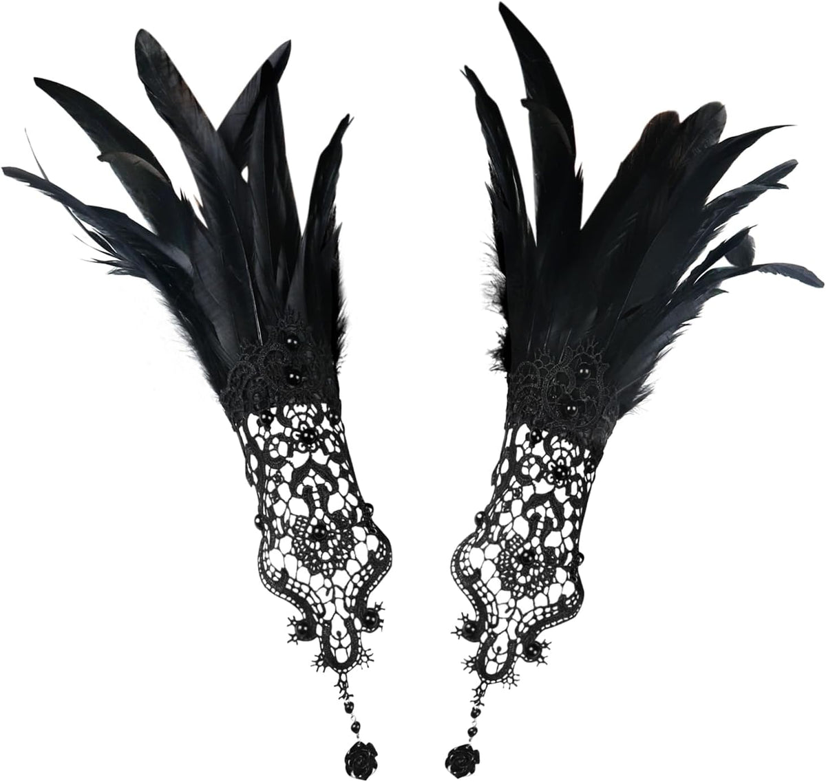 Feather Gloves Women Costume Wrist Cuffs