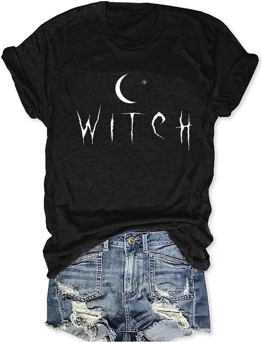 Womens Halloween T-Shirt Funny Short Sleeve Witch Please Graphic Tees Tops