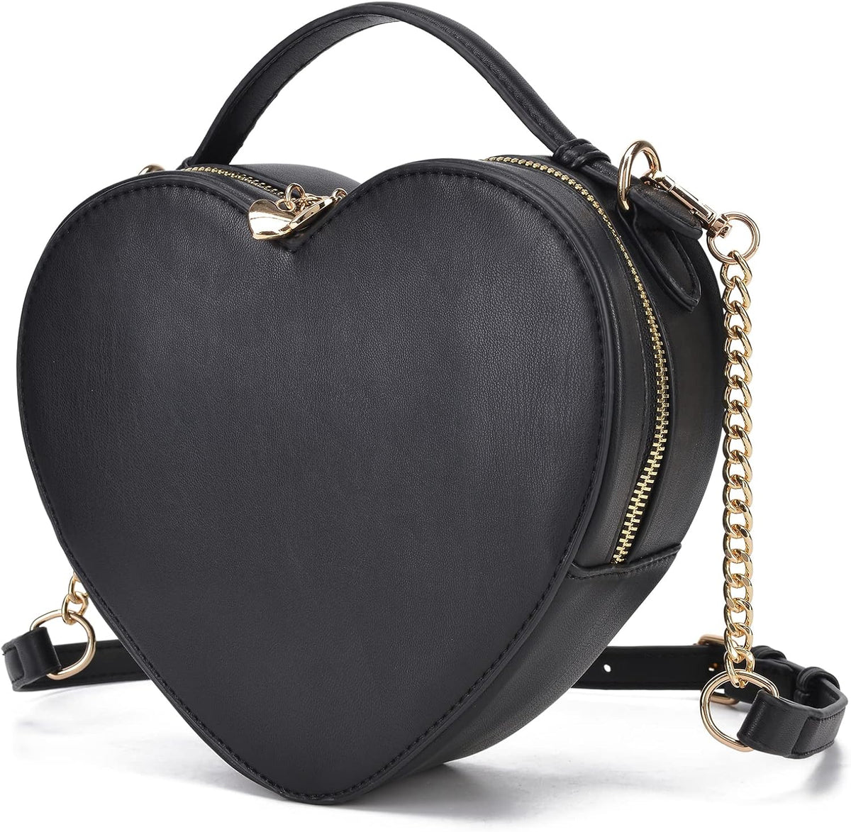 Heart-Shaped Zip-Around Crossbody Purse